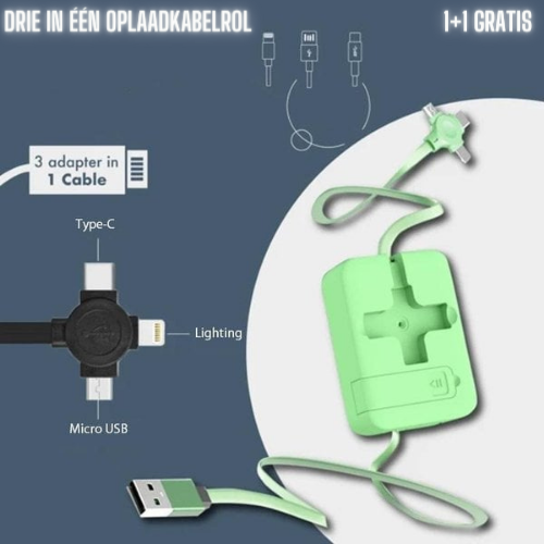 Drie in één oplaadkabelrol