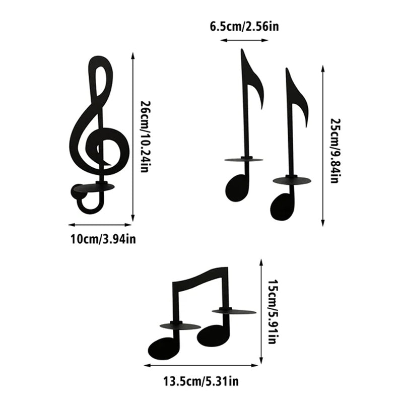 Zwarte Muzieknoot Wandkandelaar