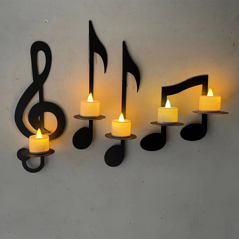 Zwarte Muzieknoot Wandkandelaar
